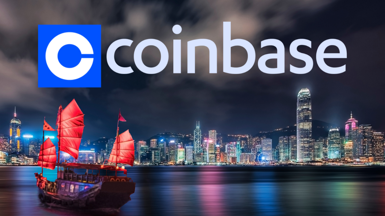 SEC lawsuit sees Binance.US wobble, trading platforms delist cryptos 4 Coinbase logo layered on top of Hong Kong skyline.